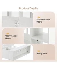 Tribesigns 71" Wall Room Divider with Shelves and Coat Hooks, Wood Freestanding Room Divider Bookcase for Home and Office Decorative