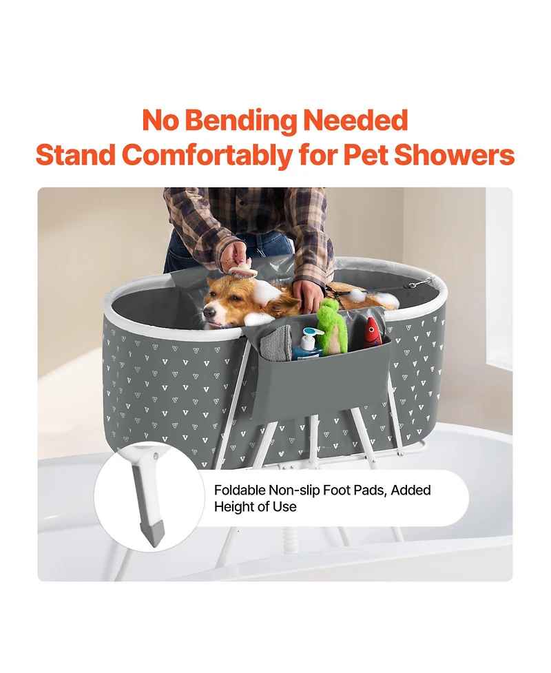 Zeus and Ruta Foldable Elevated Cat Bathtub Shower Station for Small Medium Cats Dogs Pet Grooming Tub