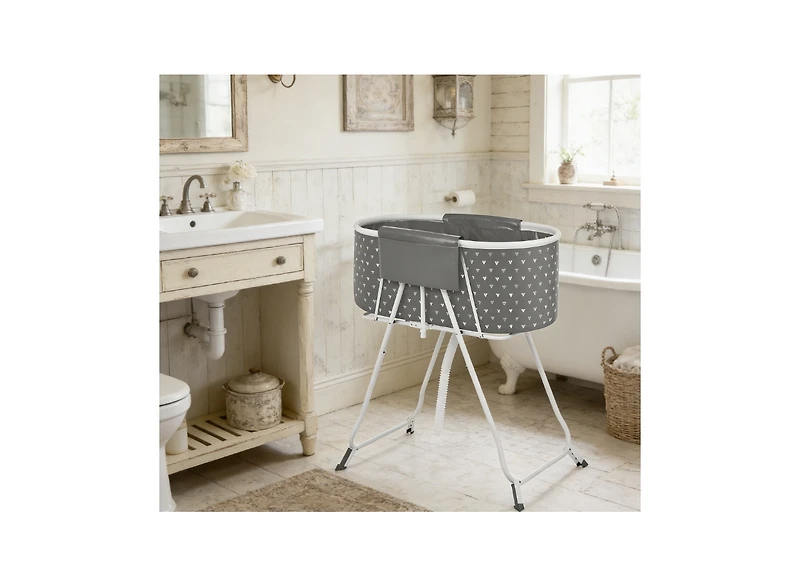 Zeus and Ruta Foldable Elevated Cat Bathtub Shower Station for Small Medium Cats Dogs Pet Grooming Tub