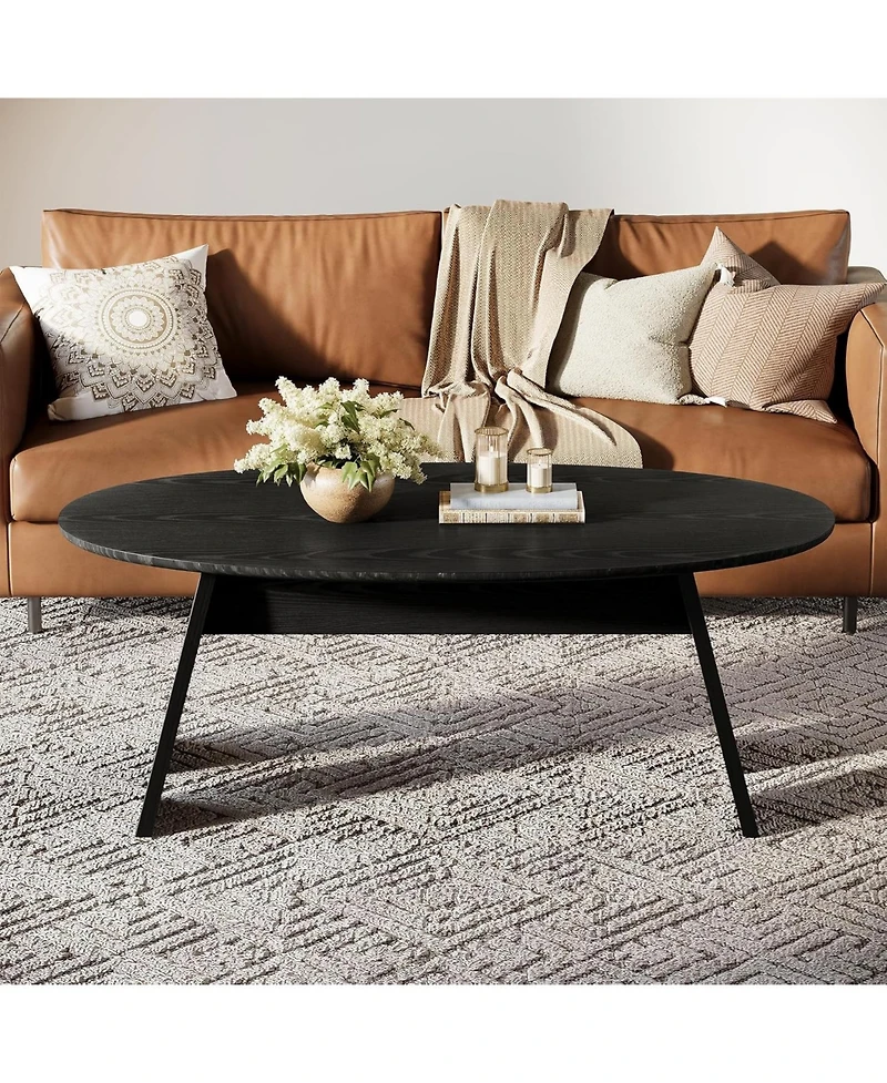 Tribesigns 47-Inch Oval Coffee Table, Modern Round Center Cocktail Table with Angled Legs