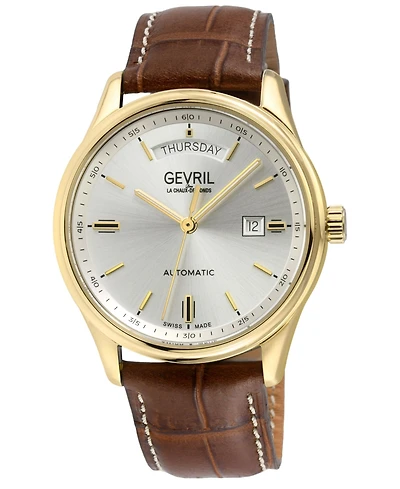 Gevril Men's Excelsior Swiss Automatic Italian Leather Strap Watch