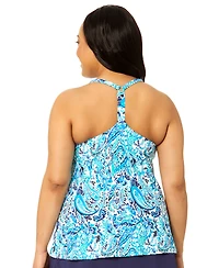 Island Escape Plus Printed V-Neck Underwire Tankini Top, Macy's Exclusive