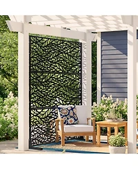 Sugift Metal Privacy Screen, 47" x 72", Freestanding 3-Panel Garden Divider