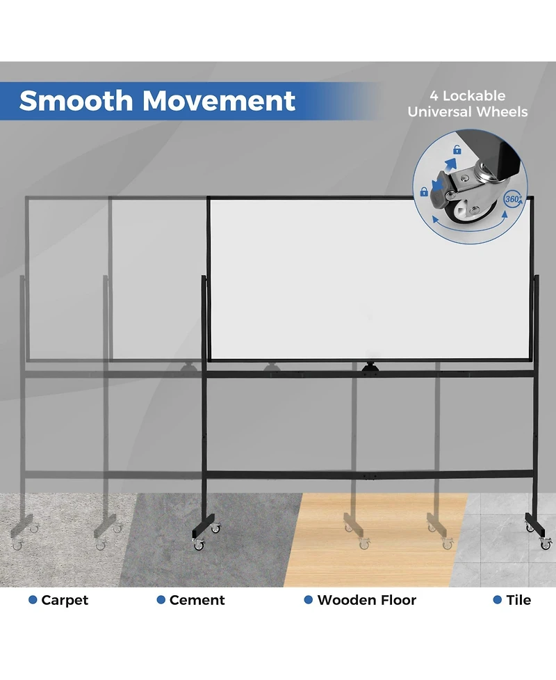 Sugift Rolling Double Sided Magnetic Whiteboard with Stand and Wheels
