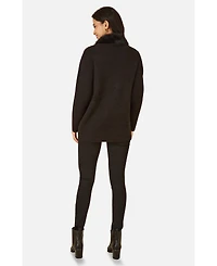 Yumi Women's Detachable Fur Collar Trim Cardigan