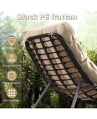 Sugift 3 Piece Wicker Conversation Set with Cushioned Papasan Chairs