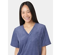 Hue Women's French Terry Lounge Short-Sleeve T-Shirt & Boxer Shorts, 2Pc Set