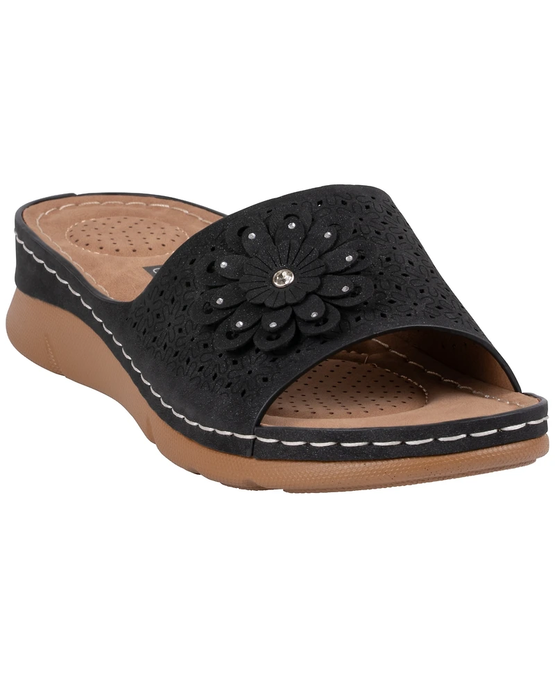 Gc Shoes Women's Gabbie Flower Rosette Comfort Sandals