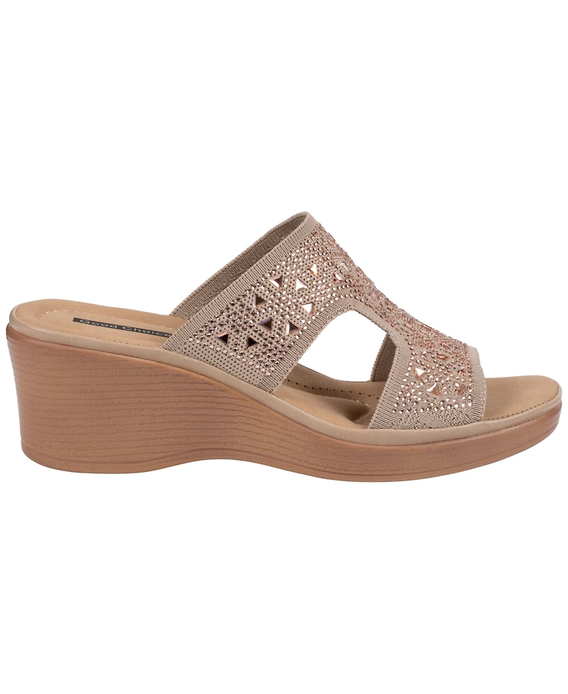 Gc Shoes Women's Jaeya Embellished Knit Wedge Sandals