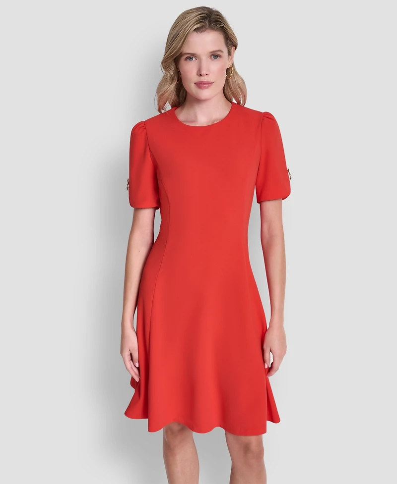 Dkny Women's Short-Sleeve Jewel Neck Dress