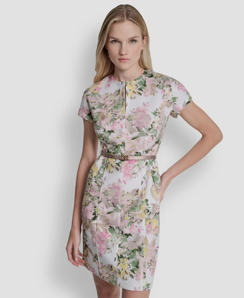 Dkny Women's Short-Sleeve Crewneck A-Line Dress