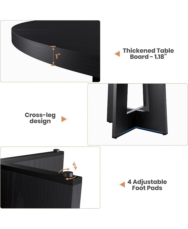 gaomon 47'' Round Dining Table for 4 to 6 People, Space Saving Pedestal Base Table for Kitchen