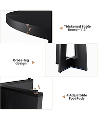 gaomon 47'' Round Dining Table for 4 to 6 People, Space Saving Pedestal Base Table for Kitchen