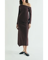 Scalpers Women's Asymmetrical Knit Midi Skirt