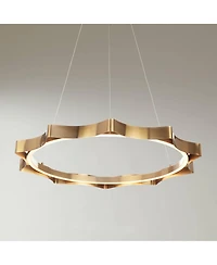 Possini Euro Design Gearworks Wide Brass Led Ring Pendant Light