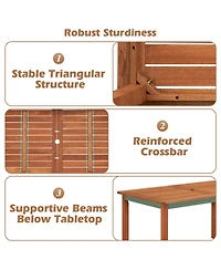 Gouun 59 in Solid Wood Outdoor Patio Dining Table for 6 with Umbrella Hole