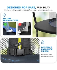 SereneLIfe Kids 14ft Pumpkin Recreational Trampoline with Safety Net and Basketball System