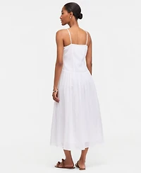On 34th Women's Cotton Gauze Curved-Waist Mixed-Media Midi Dress, Macy's Exclusive