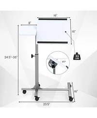 Gouun Adjustable Height Rolling Laptop Table with Lockable Wheels