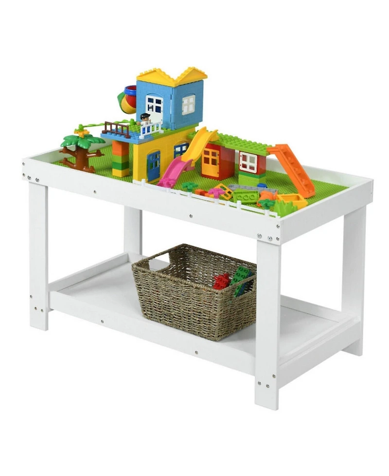 Gouun Multifunctional Wood Kids Activity Play Table with Storage Shelf