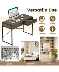 Gouun 44 in Home Office Computer Desk with 2 Drawers and Metal Frame