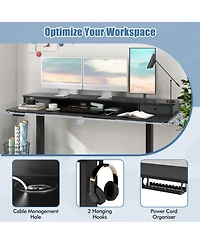 Gouun in Electric Standing Desk with 2 Fabric Drawers and Monitor Stand