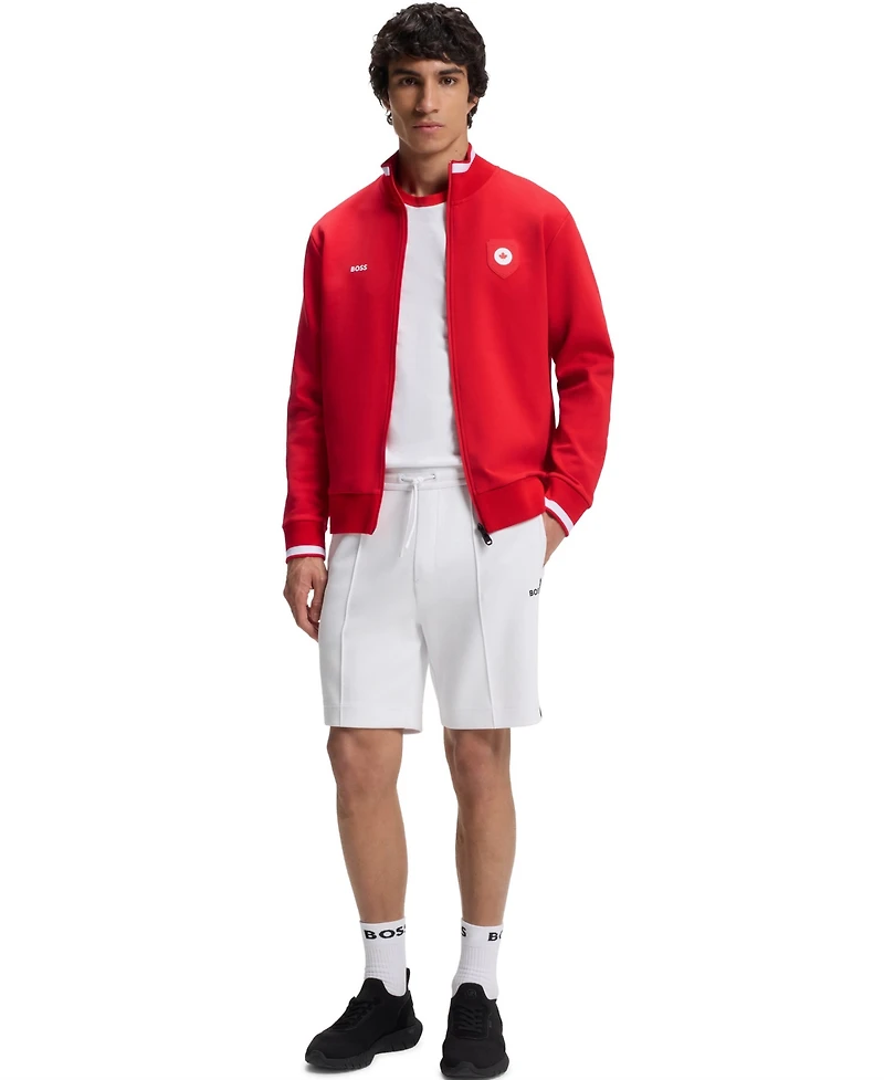 Boss by Hugo Men's Cotton-Blend Canada Country-Flag Badge Sweatshirt