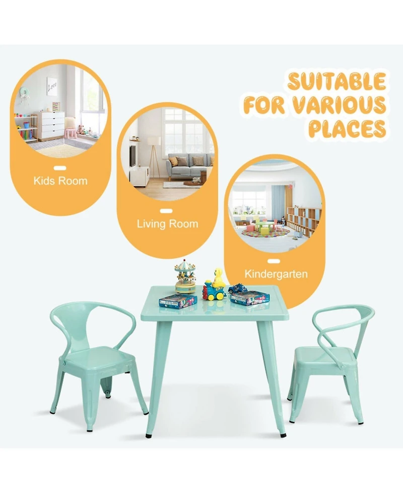 Gouun 27 in Kids Square Steel Activity Table for Playroom and School