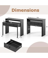 Gouun Extendable Convertible Computer Desk with 2 Drawers and Rolling Cart