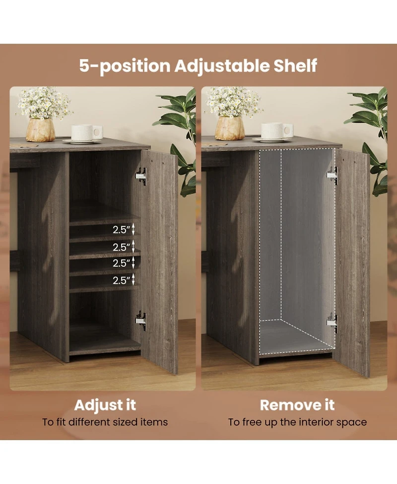 Gouun 53 in Computer Desk with Power Outlets, 4 Storage Drawers and Adjustable Shelf