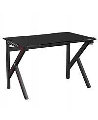 Gouun K-Shaped Gaming Desk with Cup Holder and Headphone Hook