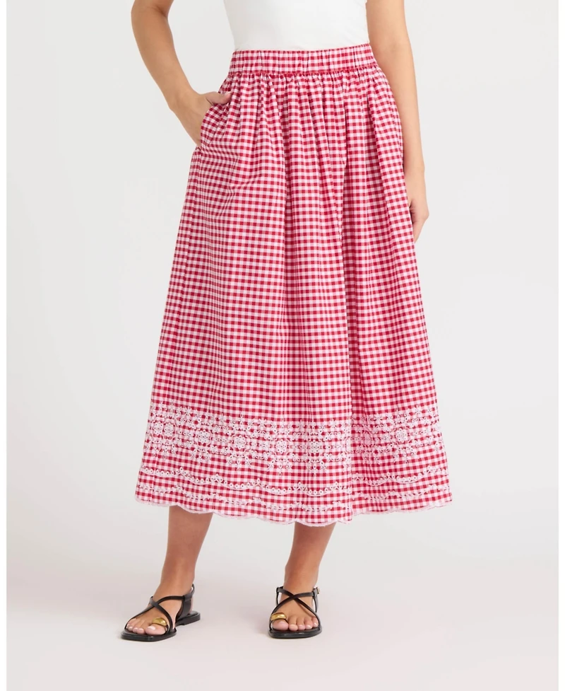 Ellen Tracy Women's Pull-On Maxi Skirt with Eyelet Hem