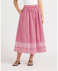 Ellen Tracy Women's Pull-On Maxi Skirt with Eyelet Hem