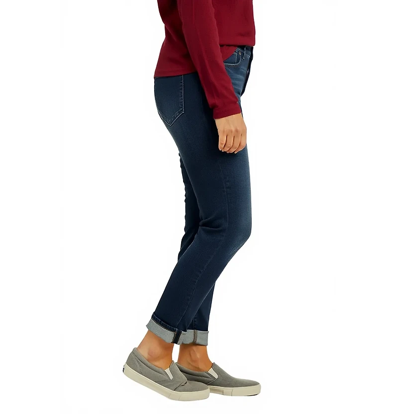 Slink Jeans Women's Mid Rise Boyfriend Rolled Denim