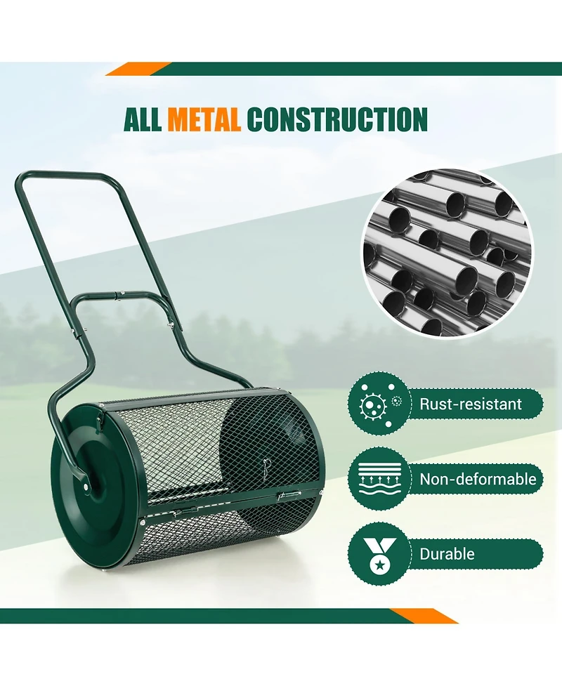 Sugift 24 in Peat Moss Spreader with Side Latches and Handle