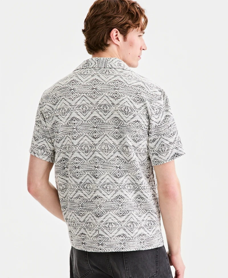Sun + Stone Men's Knit Medallion-Print Camp Shirt, Macy's Exclusive