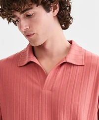 Sun + Stone Men's Textured Johnny-Collar Polo Shirt, Macy's Exclusive