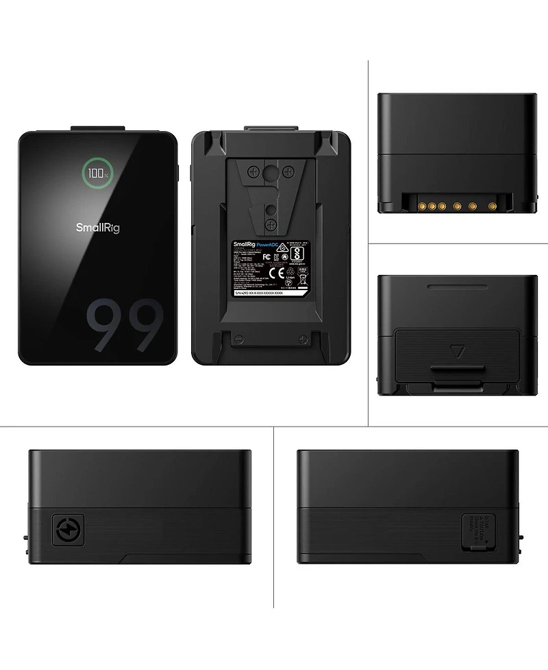 SmallRig VB99 Pro Mini Rechargeable V-Mount Battery with 15mm Dual Rod Clamp Battery Plate