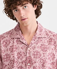 Sun + Stone Men's Butler Medallion-Print Camp Shirt, Macy's Exclusive