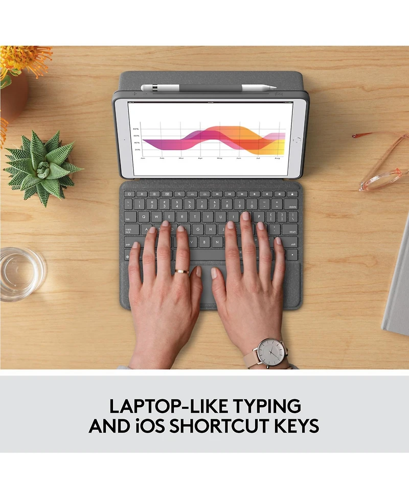 Logitech Combo Touch Case for iPad (7th, 8th, 9th Gen) with Precision Trackpad, Backlit Keyboard, Smart Connector Technology, Graphite