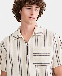Sun + Stone Men's Roan Cotton Striped Quarter-Zip Shirt, Macy's Exclusive