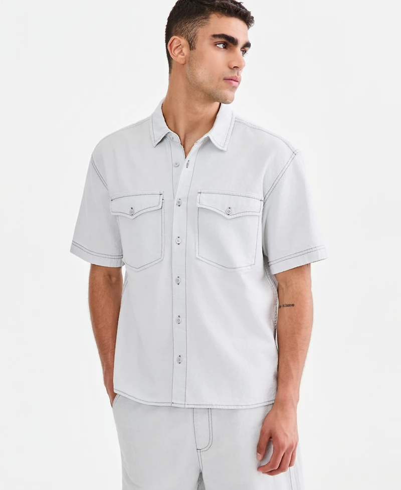 Sun + Stone Men's Cotton Lisbon Relaxed Shirt, Macy's Exclusive