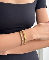 Adornia Tarnish Resistant Gold Eternity and Plain Cuff Bracelet Set