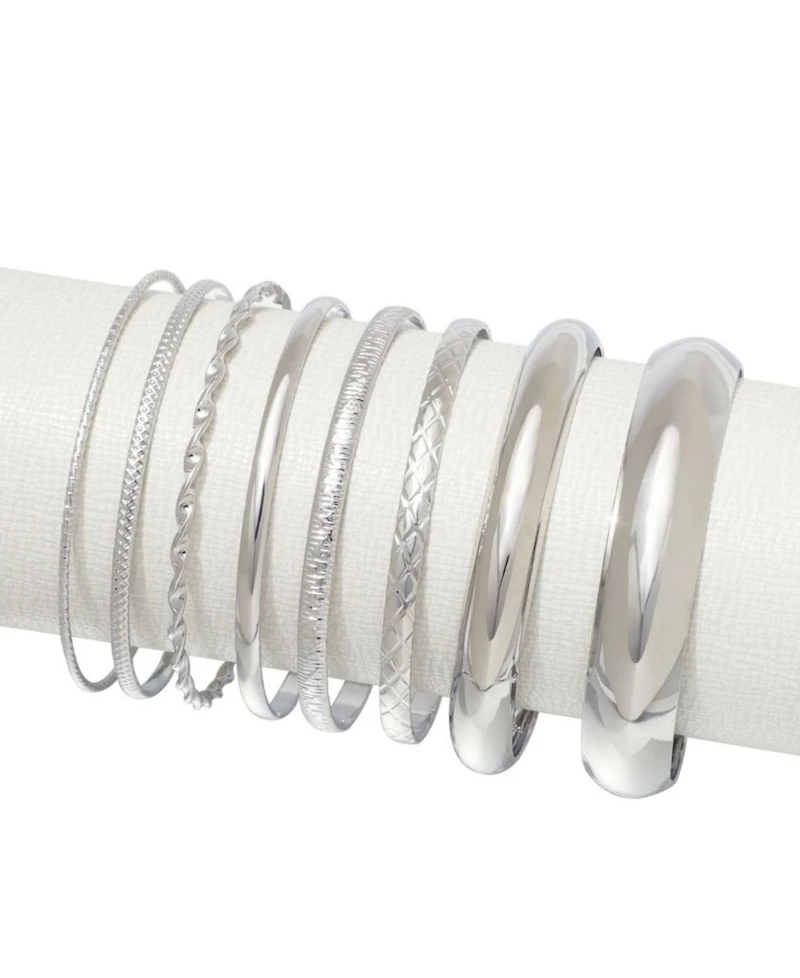 Adornia Silver Plated 8-Bangle Bracelet Set