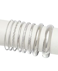 Adornia Silver Plated 8-Bangle Bracelet Set