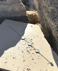 Adornia Silver Plated White Mother of Pearl Clover Station Bracelet