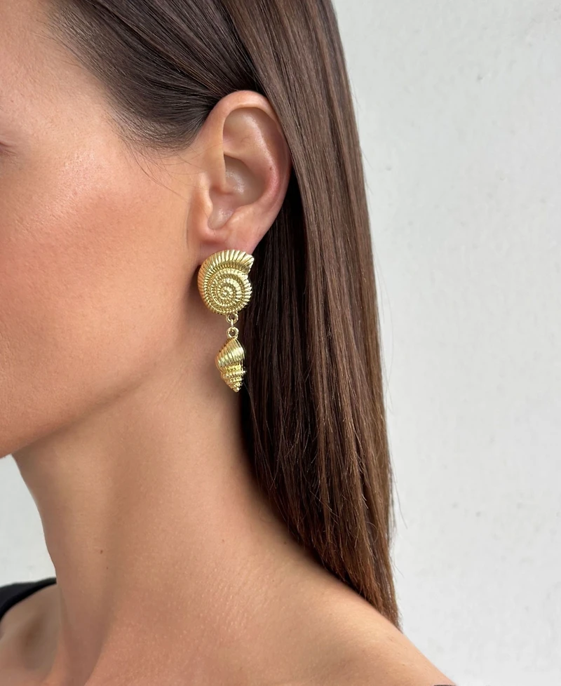 Adornia Gold Swirl and Shell Drop Earrings