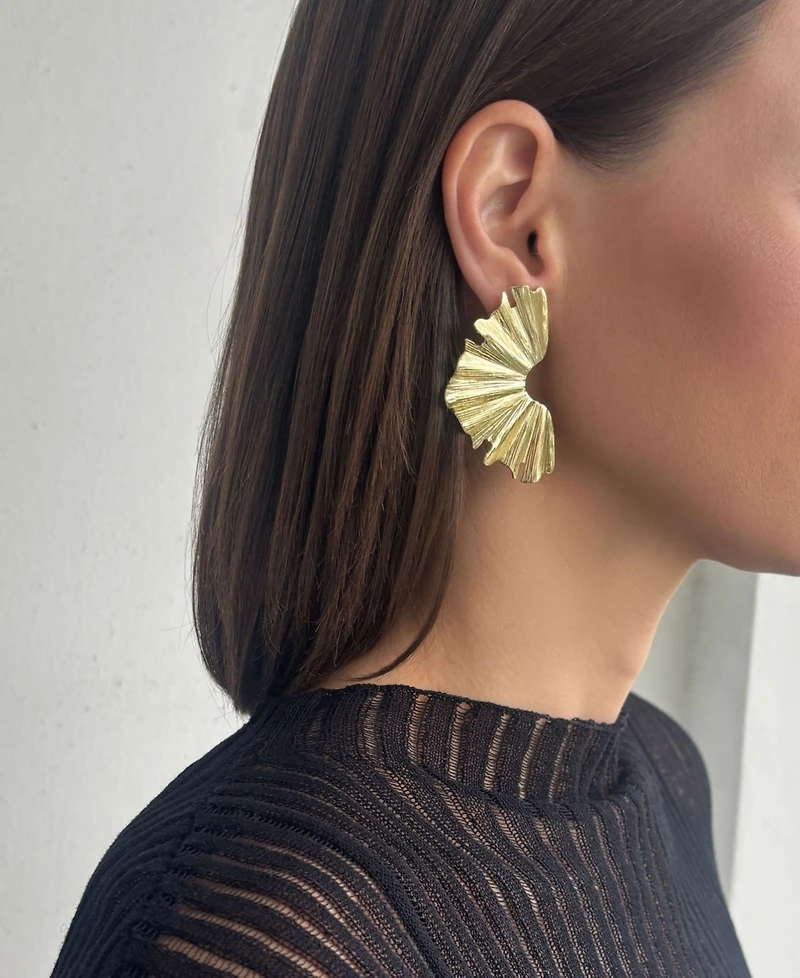 Adornia Gold Wave Statement Earrings