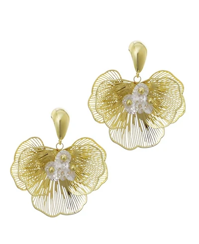 Adornia Crystal Gold Flower Stud Earrings
