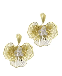 Adornia Crystal Gold Flower Stud Earrings